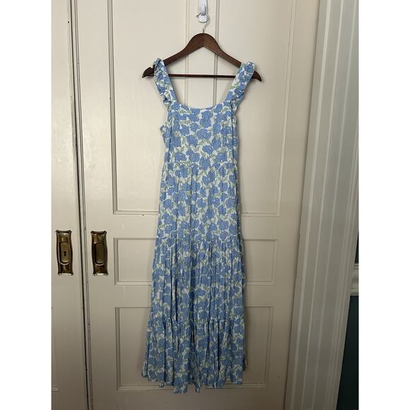 Haute Hippie Dresses & Skirts - Haute Hippie Floral Tiered Maxi Dress Womens Size Small Blue White Boho Festival